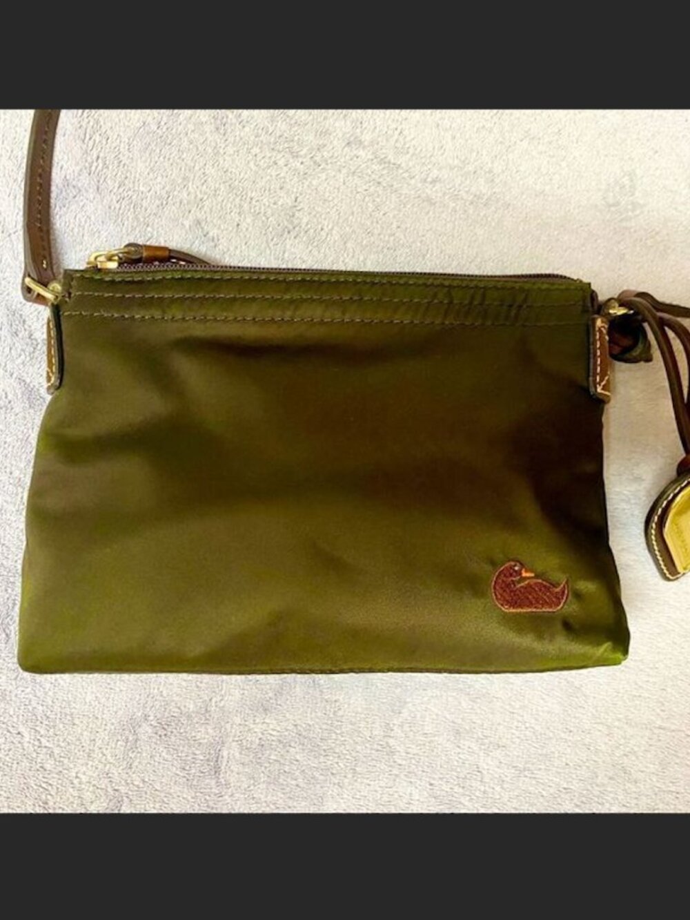Dooney & Bourke nylon and leather crossbody bag with duck embroidery
